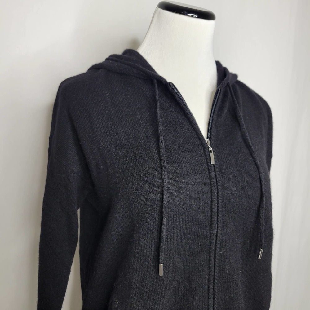 SOLD //Charter Club Women's 100% Cashmere Zip Hoodie Black NWT $189 Size X-Small - Picture 6 of 11